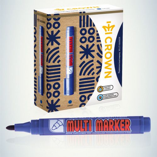 Маркер перманентный "Multi Marker" пулевидный 3мм син. Crown Б0048240
