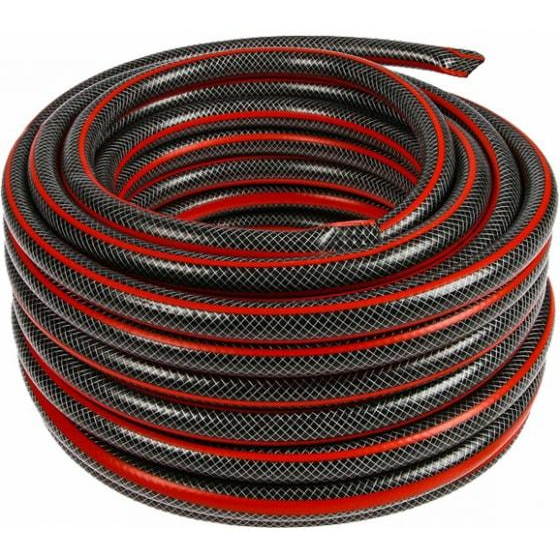 Шланг поливочный ПВХ усиленный премиум пищевой трехслойн. армир. 1/2 25м черн.-красн. Вихрь 73/7/2/10