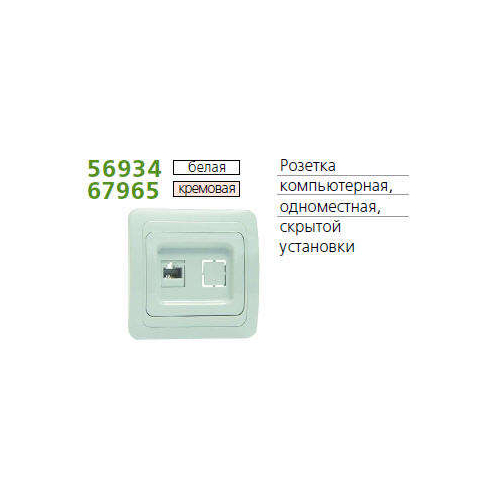 Розетка компьютерная 1-м СП Classic RJ45 IP20 бел. POWERMAN 1151423