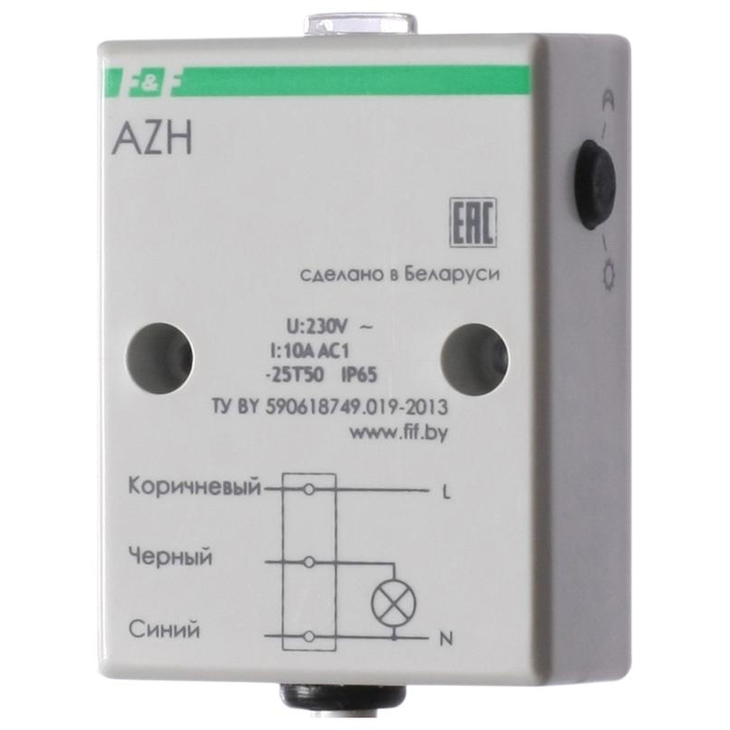 Фотореле AZH (встроен. фотодатчик монтаж на плоскость 230В 10А 1 НО IP65) F&F EA01.001.001