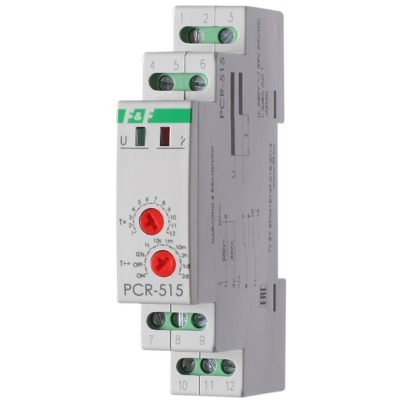 Реле времени PCR-515 (задержка вкл. 230В 2х8А 2перекл. IP20 монтаж на DIN-рейке) F&F EA02.001.006