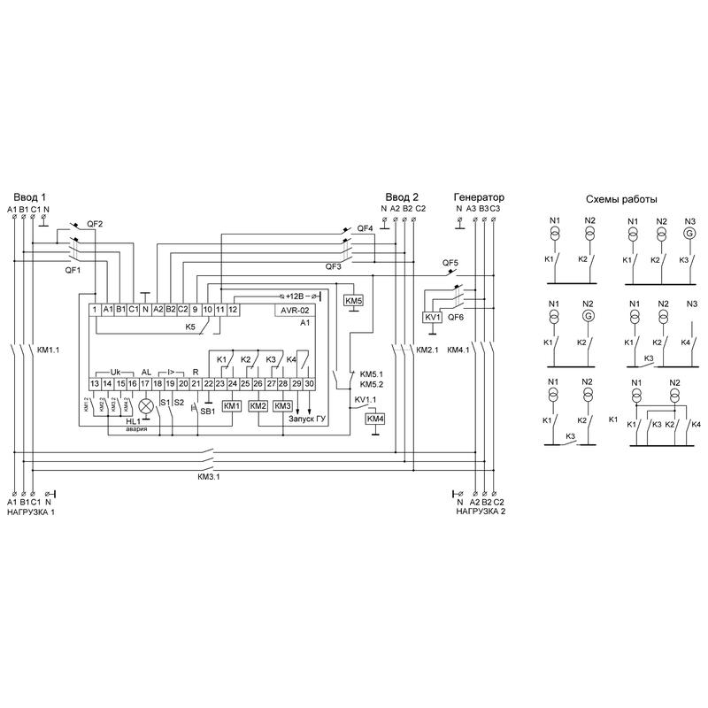 Устройство управления резервным питанием AVR-02 (3х400В+N; 5 перекл. х8А; IP20) F&F EA04.006.004