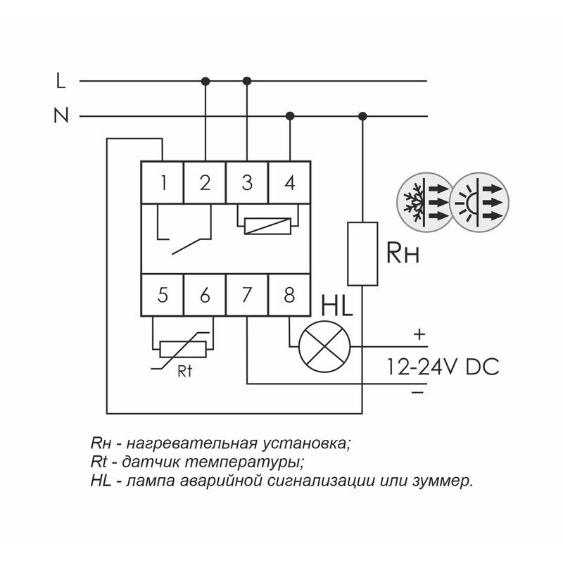 Регулятор температуры RT-820 M 230В, от -20 до +130 гр., гистерезис 1-30 гр., 16А, 1NO