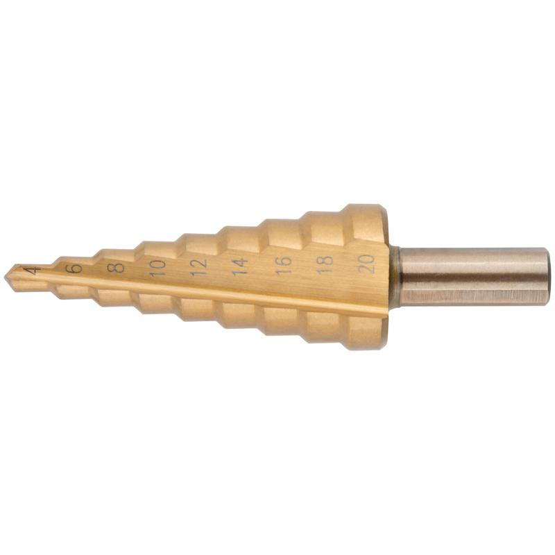 Сверло ступенчатое HSS по металлу, 9 ступеней, 4-20 мм