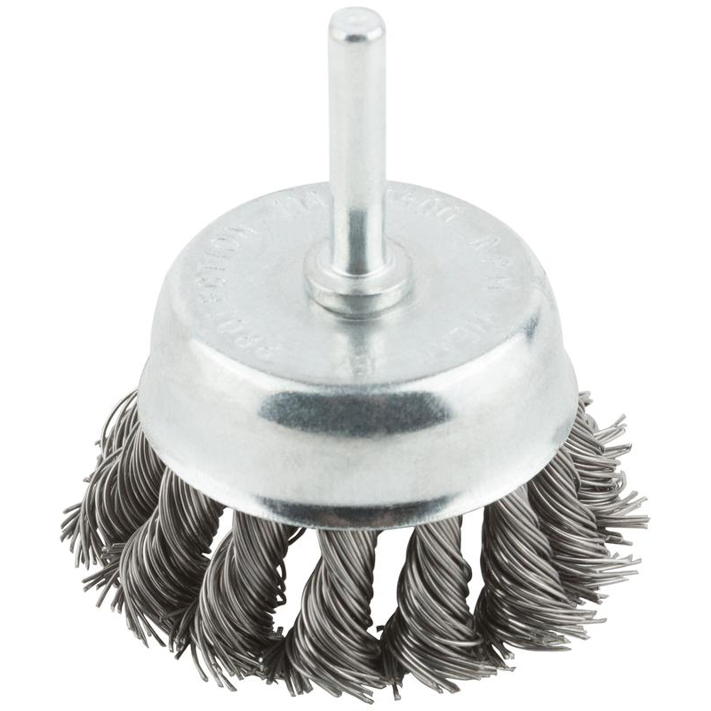Корщетка, тип "чашка", со штифтом, стальная витая проволока 65 мм
