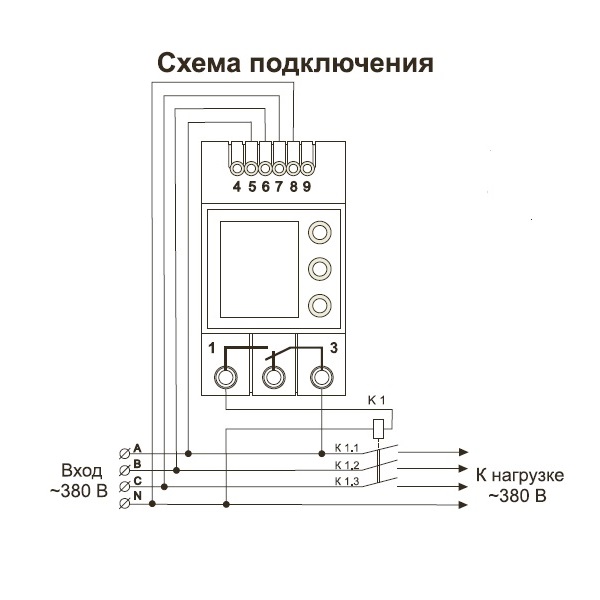 Реле напряжения VP-380V DIN 3 фазы