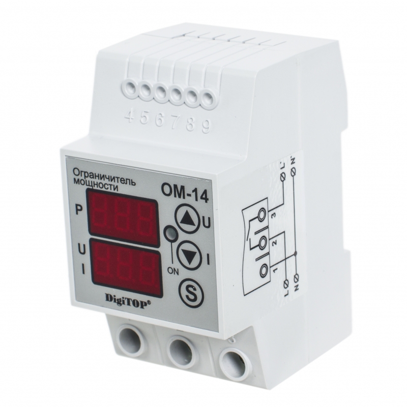 Ограничитель мощности ОМ-14 однофазный 63А на DIN рейку