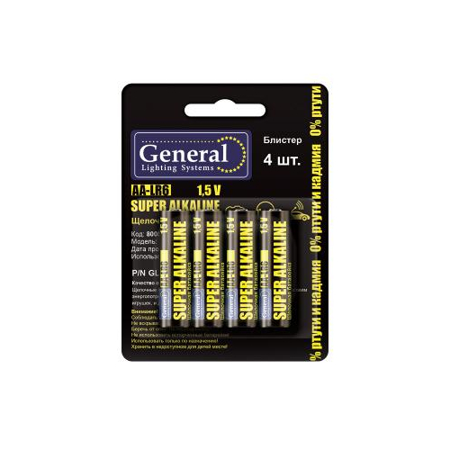 Батарейка GBAT-LR6 AA щелочная 4pcs/blister (4/48/576)