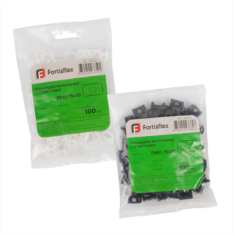 Площадка монтажная под винт ПМО 15х10 черн. (уп.100шт.) Fortisflex 62452