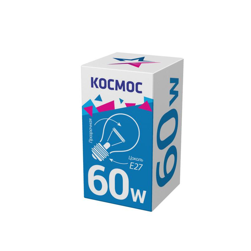 Лампа накаливания A50/A55 60Вт E27 220-240В прозр. КОСМОС LKsmSt55CL60E27v2