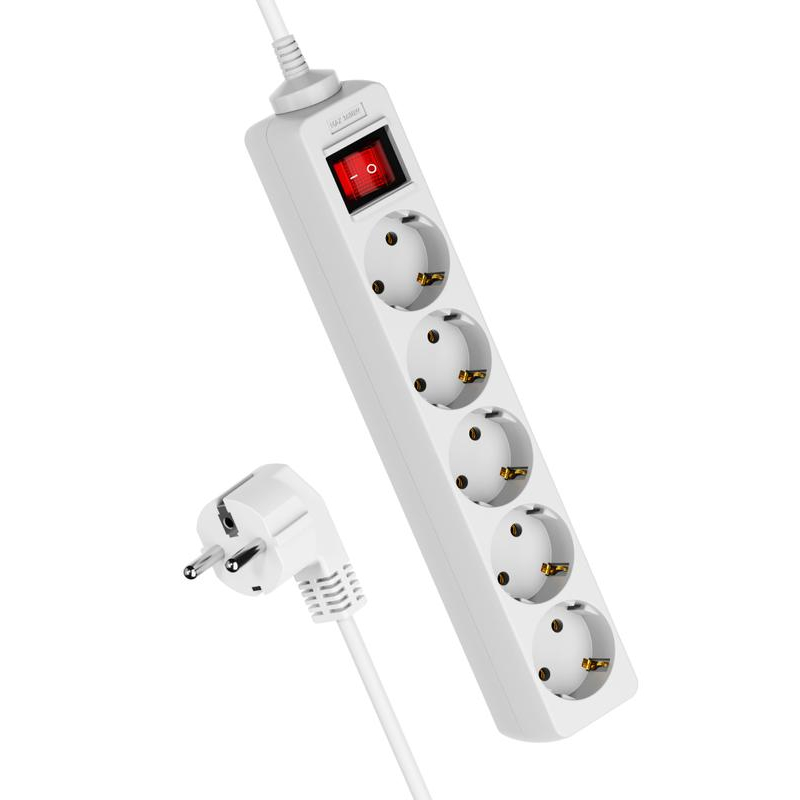 Удлинитель 5х5м с заземл. 16А IP20 ПВС 3х1 с выкл. Космос YKsm5m-5g-Z-V(K)