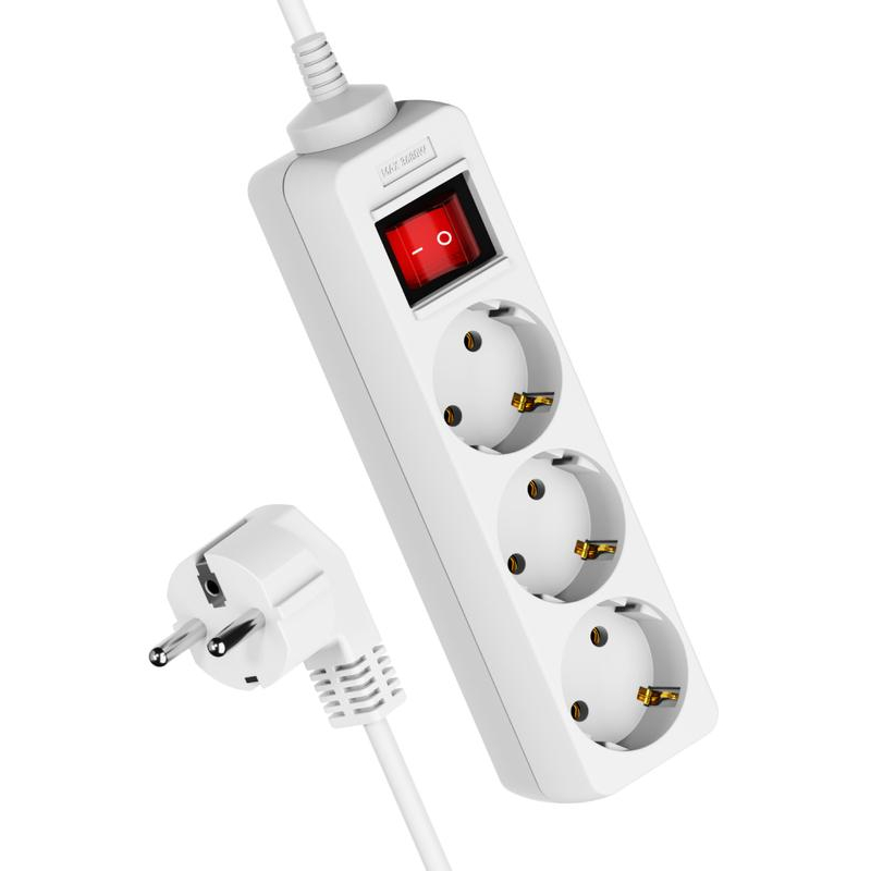 Удлинитель 3х5м с заземл. 16А IP20 с выкл. ПВС 3х1 Космос YKsm5m-3g-Z-V(K)