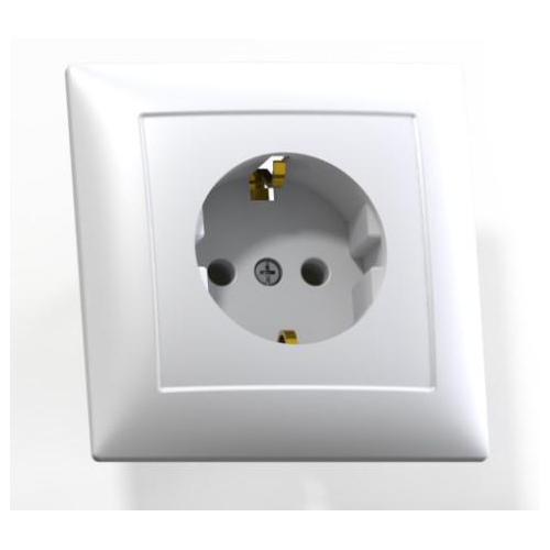 Розетка 1-м СП Селена РС16-370 16А IP20 с заземл. бел. Кунцево 8111