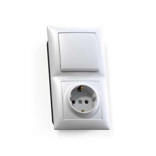 Розеточно-клавишный блок СП БКВР-411 Селена (1-кл. выкл. + розетка с заземлением) белый