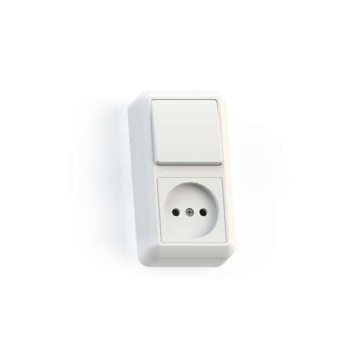Блок комбинированный ОП БКВР-427 Оптима (1-кл. выкл. + розетка) бел. Кунцево 8060