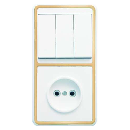 Блок БКВР-039 Бэлла (3-кл. выкл. + розетка) зол. Кунцево 5840