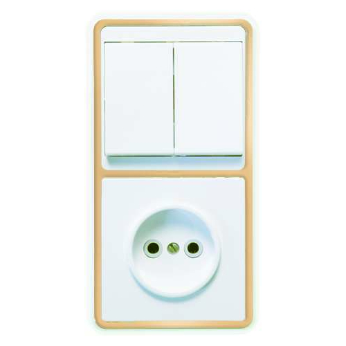 Блок БКВР-038 Бэлла (2-кл. выкл. + розетка) зол. Кунцево 5828