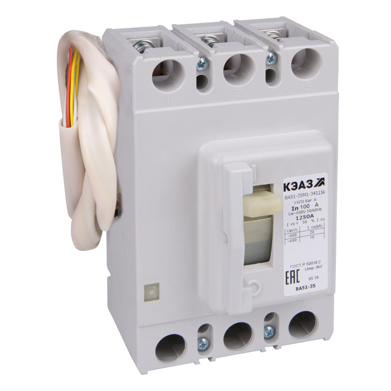 Выключатель автоматический 125А 1500Im ВА51-35М2-341116 УХЛ3 690В AC КЭАЗ 142965