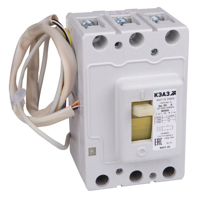 Выключатель автоматический 160А 500Im ВА57-35-341810 УХЛ3 690В AC НР=400В AC КЭАЗ 146749