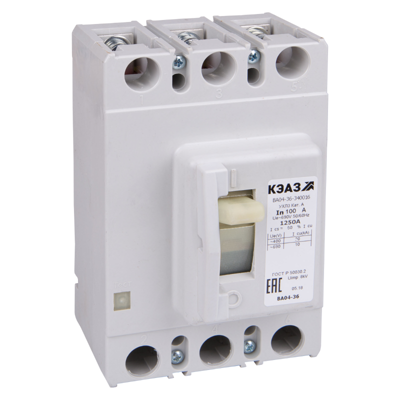 Выключатель автоматический 125А 1500Im ВА04-36-340016 УХЛ3 690В AC КЭАЗ 229472