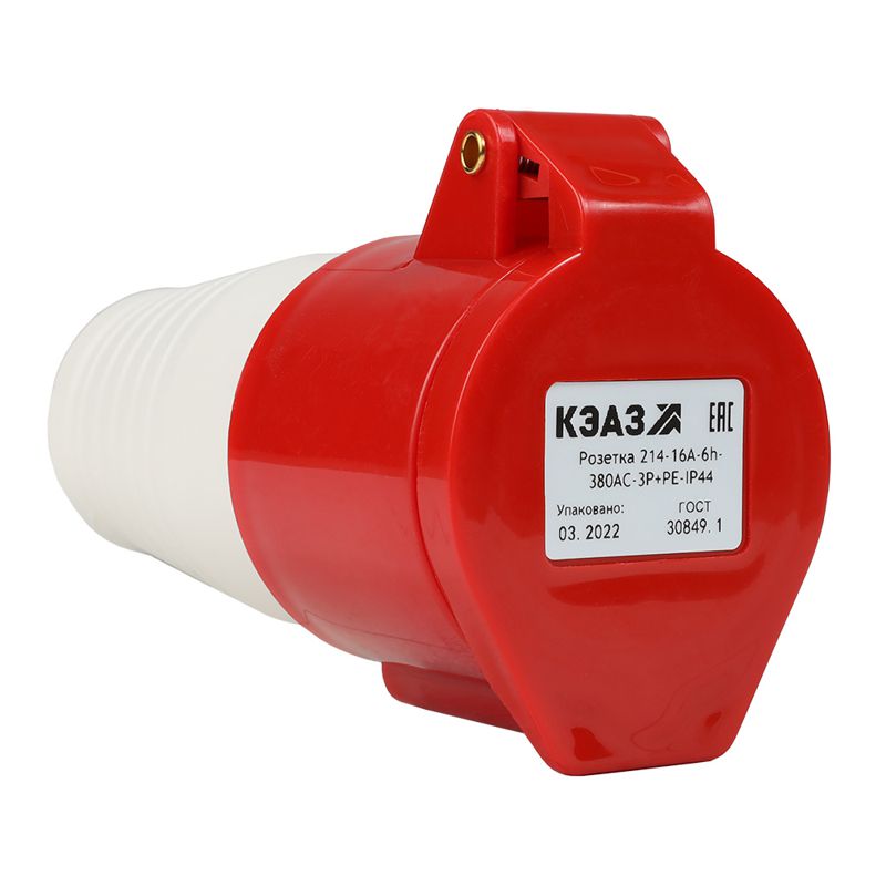 Розетка кабельная 214 16А 380AC 3P+PE 6ч IP44 КЭАЗ 222750