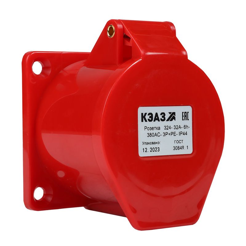 Розетка фланцевая 324 32А 380AC 3P+PE 6ч IP44 КЭАЗ 222760