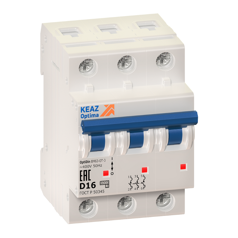 Ограничитель тока 3п D 16А OptiDin BM63-OT УХЛ3 КЭАЗ 219962