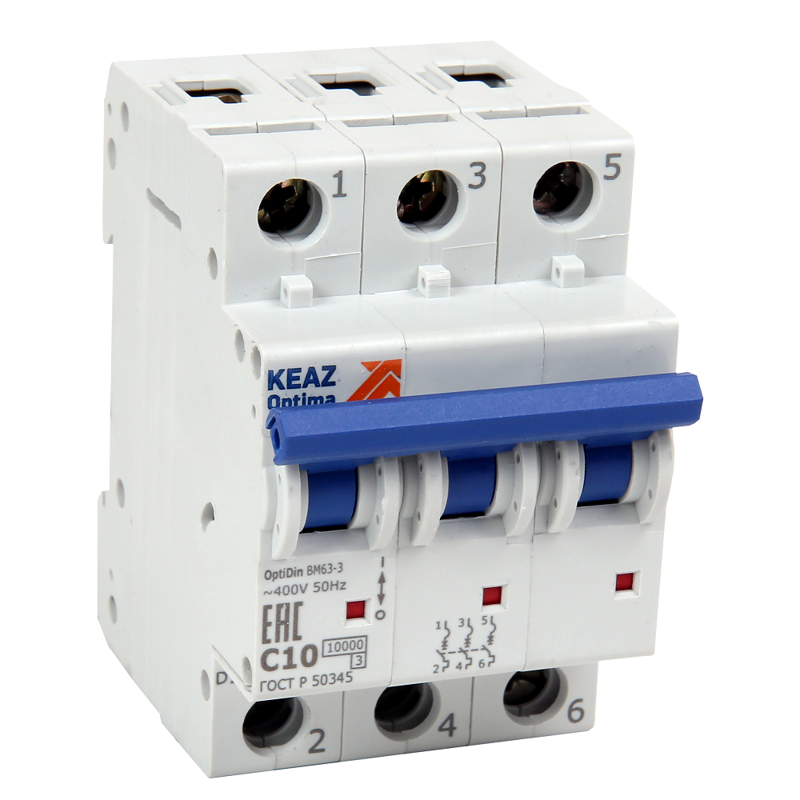 Выключатель автоматический модульный 3п Z 50А 6кА OptiDin BM63-3Z50-ОМ4-РЕГ КЭАЗ 235811