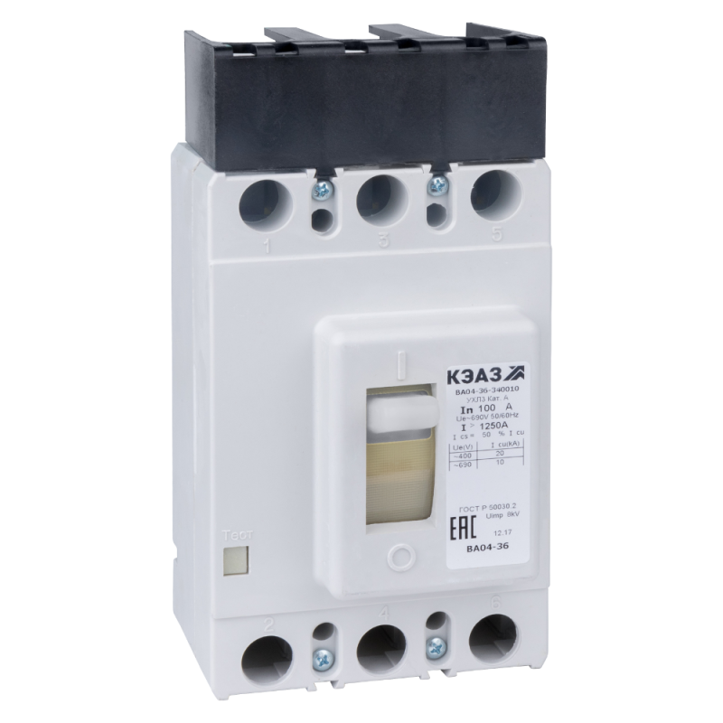 Выключатель автоматический 20А 250Im ВА04-36-340010 ОМ4 РЕГ 690В AC КЭАЗ 254613