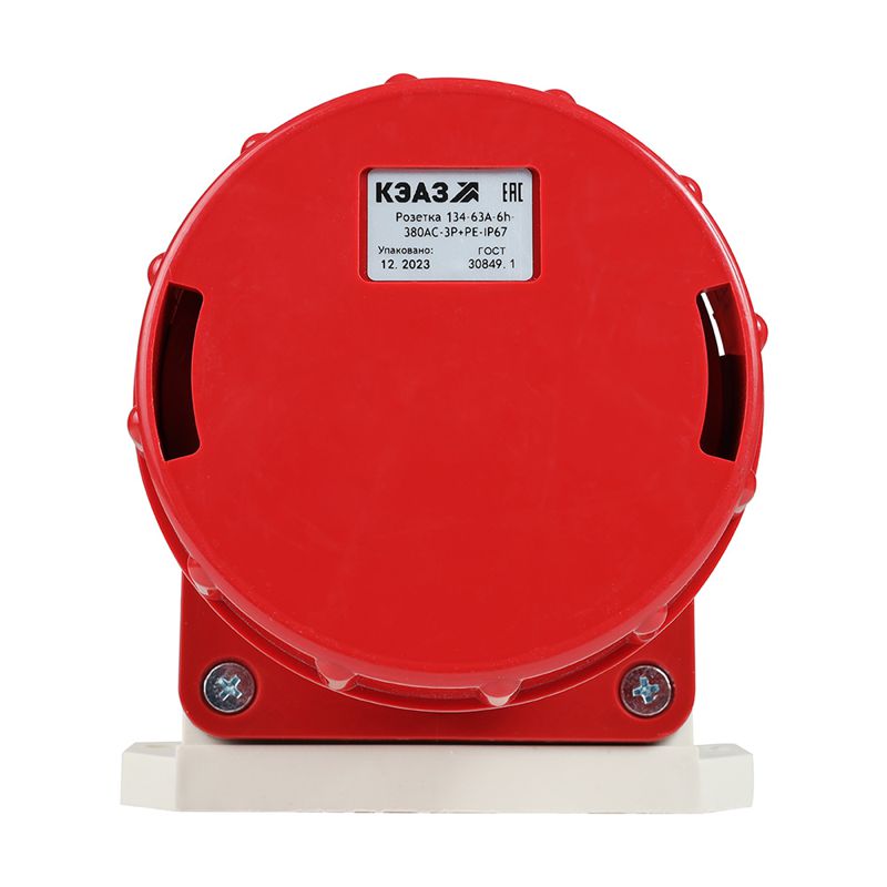 Розетка 134 63А 6h 380AC 3P+PE IP67 для монтажа на поверхность КЭАЗ 241220