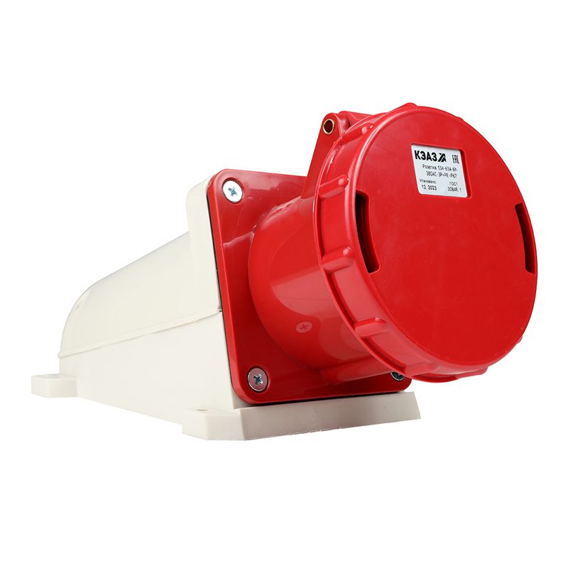 Розетка 134 63А 6h 380AC 3P+PE IP67 для монтажа на поверхность КЭАЗ 241220