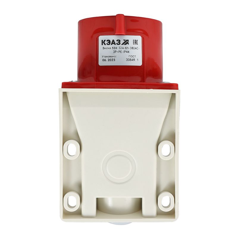 Вилка 524 32А 6h 380AC 3P+PE IP44 для монтажа на поверхность КЭАЗ 241217