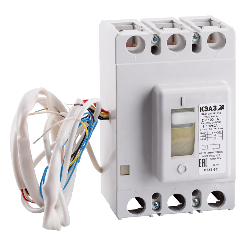 Выключатель автоматический 80А 630Im ВА51-35М1-341810 УХЛ3 690В AC НР110AC/DC КЭАЗ 262357
