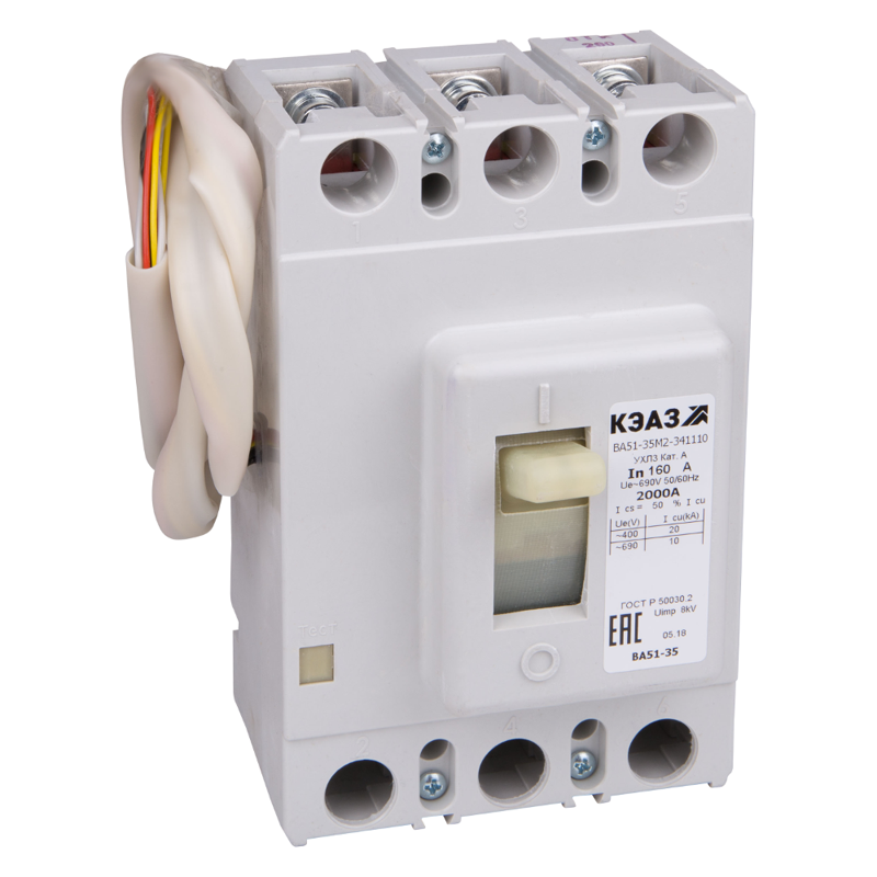 Выключатель автоматический 80А 630Im ВА51-35М1-341810 УХЛ3 690В AC НР110AC/DC КЭАЗ 262357