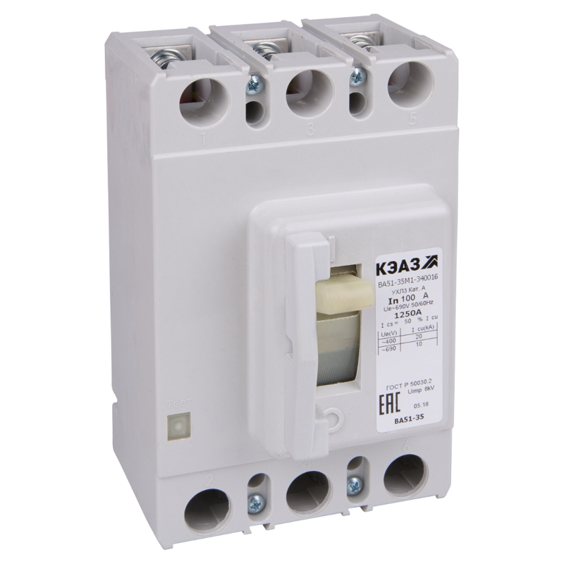 Выключатель автоматический 25А 300Im ВА51-35М1-341816 УХЛ3 690В AC НР=220..240В AC/DC КЭАЗ 260273