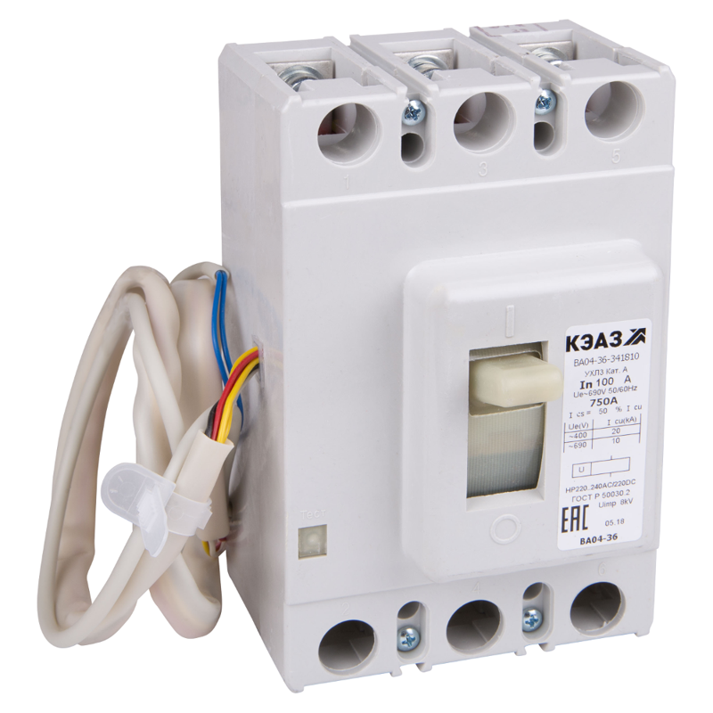 Выключатель автоматический 400А 2500Im ВА04-36-341810 УХЛ3 690В AC НР=380..400В AC КЭАЗ 273514