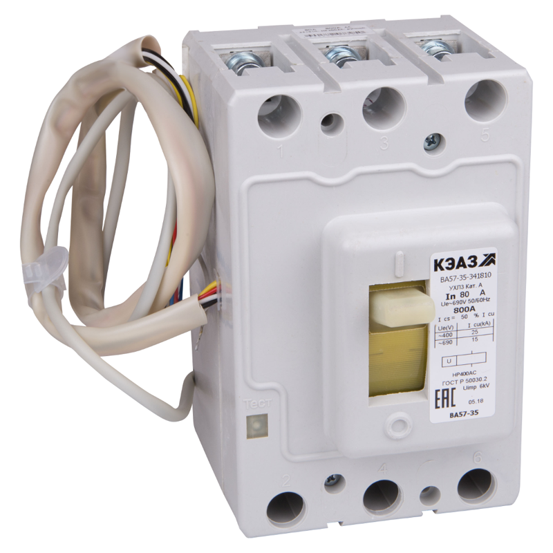 Выключатель автоматический 80А 1000Im ВА57-35-344710 УХЛ3 690В AC НР=230В AC/220В DC КЭАЗ 272703