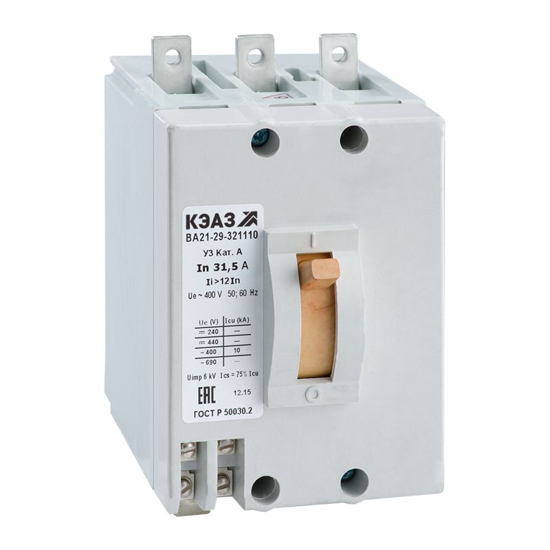 Выключатель автоматический ВА21-29-341810-1,6А-12Iн-400AC-НР220AC/DC-IP54-У2-КЭАЗ (308505)