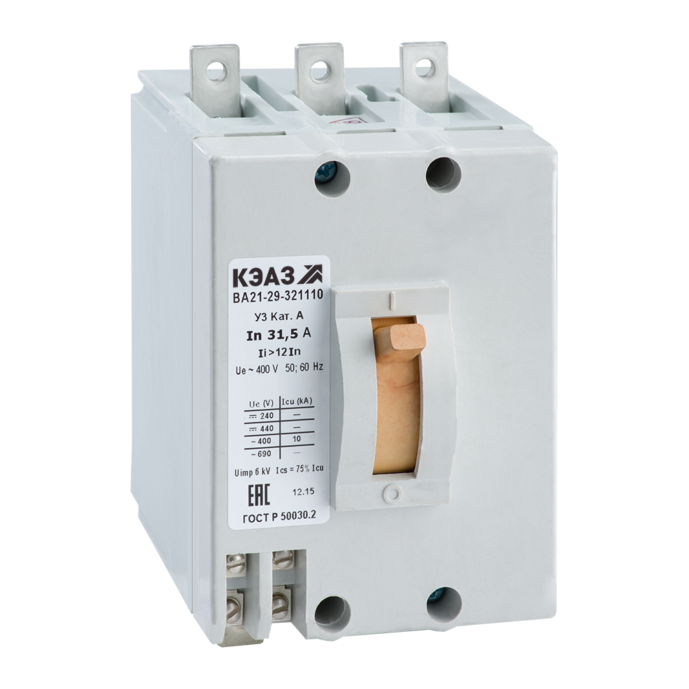 Выключатель автоматический ВА21-29-341810-16А-12Iн-400AC-НР220AC/DC-IP54-У2-КЭАЗ (308506)