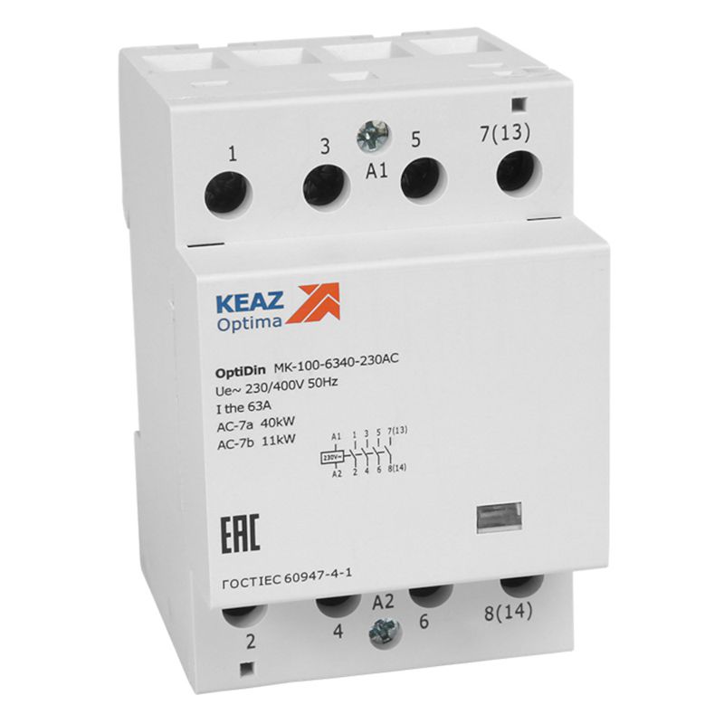 Контактор 230В AC 4НЗ 63А OptiDin MK-100-6304-230AC (321199)