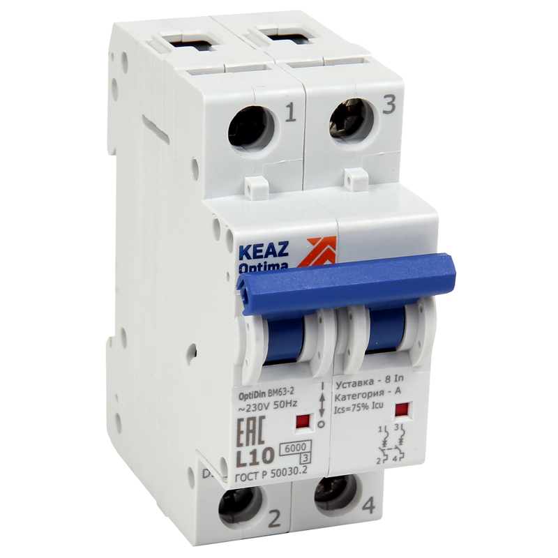 Выключатель автоматический двухполюсный 4А N 6кА AC OptiDin BM63-2NZ4-ОМ4-РЕГ (281586)