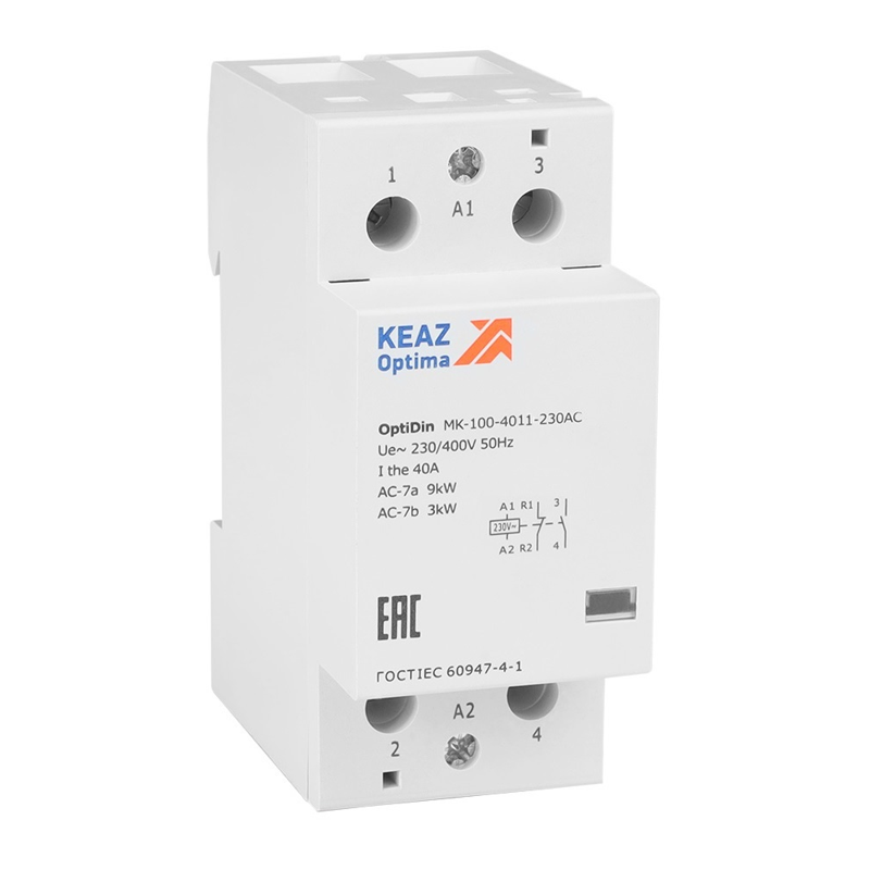 Контактор 230В AC НО НЗ 40А OptiDin MK-100-4011-230AC (321179)