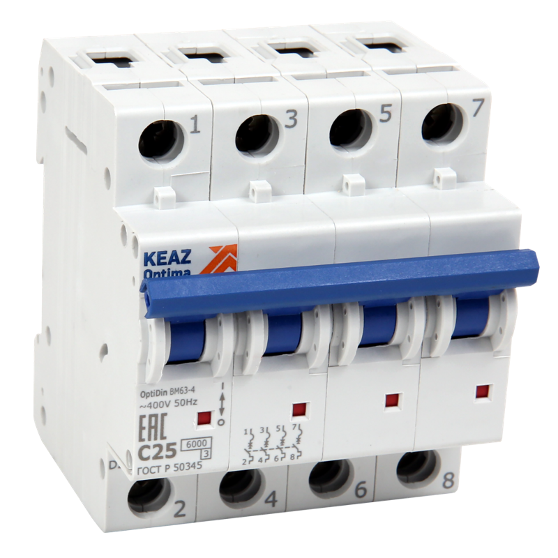 Выключатель автоматический четырехполюсный 63А N 10кА AC OptiDin BM63-4NB63-10-ОМ4-РЕГ (298905)