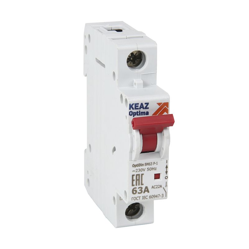 Выключатель нагрузки модульный 1п 40А OptiDin BM63Р УХЛ3 КЭАЗ 103891 Выключатель нагрузки модульный 1п 40А OptiDin BM63Р УХЛ3 КЭАЗ 103891