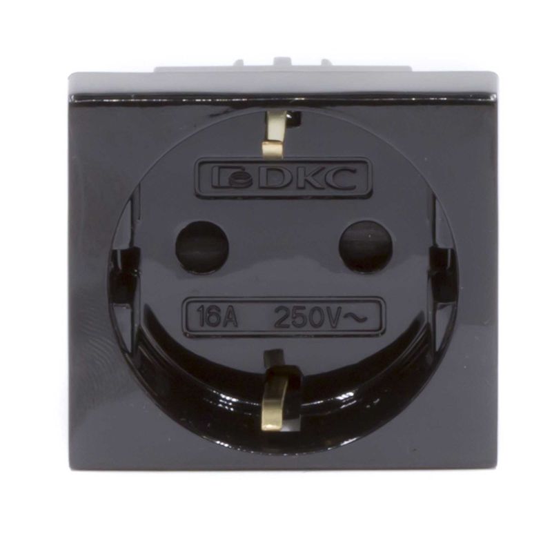 Розетка 1-м 2мод. Viva 16А IP20 2P+E защ. шторки черн. DKC 45205