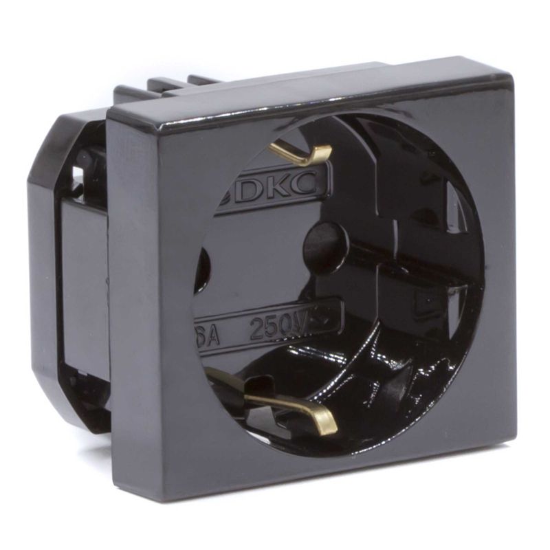 Розетка 1-м 2мод. Viva 16А IP20 2P+E защ. шторки черн. DKC 45205