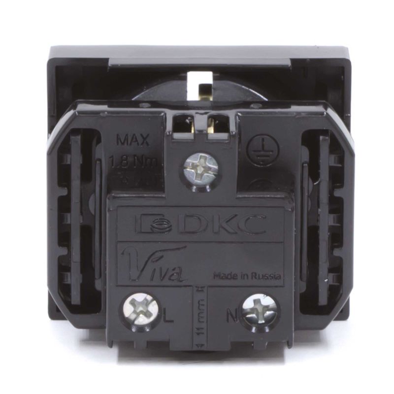 Розетка 1-м 2мод. Viva 16А IP20 2P+E защ. шторки черн. DKC 45205