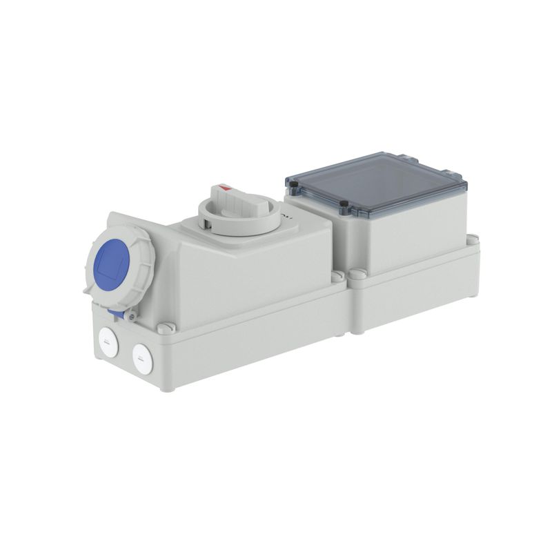 Розетка наружн. уст. 16А 230В 2P+E с мех. блокировкой и DIN-рейкой на 6мод. IP67 DKC DIS5681683