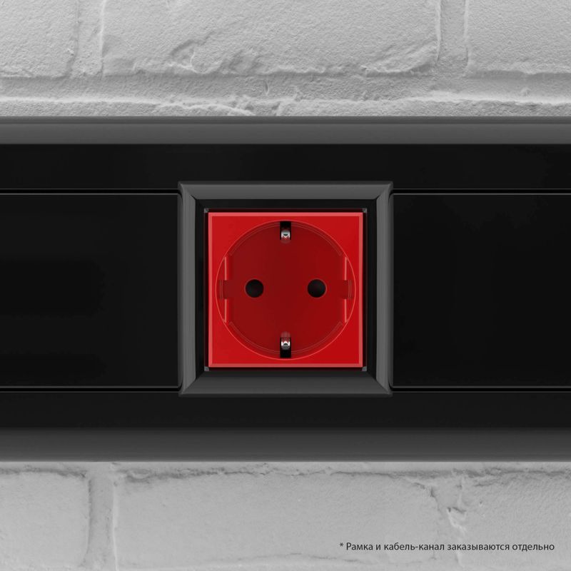 Розетка 1-м 2мод. Avanti "Красный квадрат" 16А IP20 2P+E защ. шторки красн. DKC 4401002