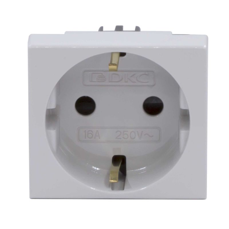 Розетка 1-м СП 2мод. Viva 16А IP20 2Р+Е с заземл. защ. шторки сер. DKC 45025